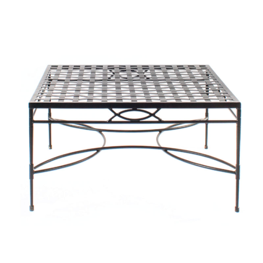 AMALFI 36 SQUARE COFFEE TABLE W/WOVEN TOP, EPOXY COATED STEEL