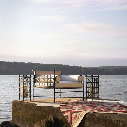 TUXEDO CLUB CHAIR IN EPOXY COATED STEEL WITH CUSHIONS