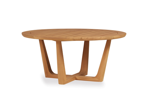 TEAK 40 INCH ROUND COCKTAIL TABLE WITH SLED BASE
