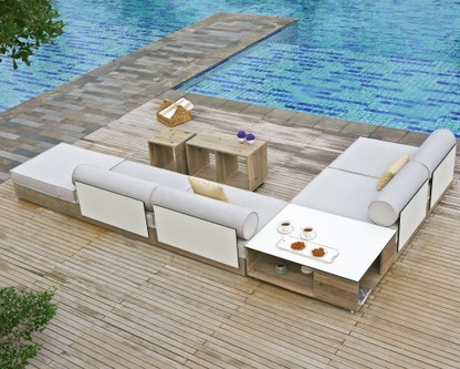AIKO COMFORT MODULE ARMLESS, TEAK BASE/HPL BACK/GRADE C