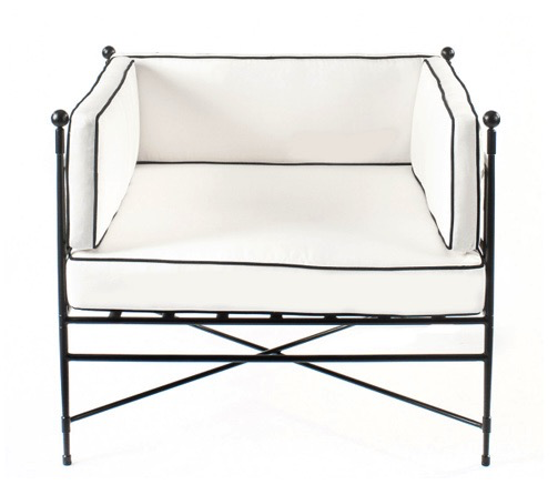 TUXEDO CLUB CHAIR IN EPOXY COATED STEEL WITH CUSHIONS