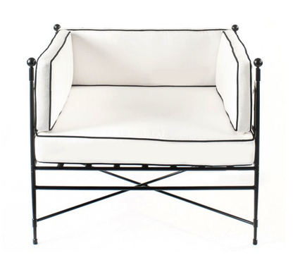 TUXEDO CLUB CHAIR IN EPOXY COATED STEEL WITH CUSHIONS