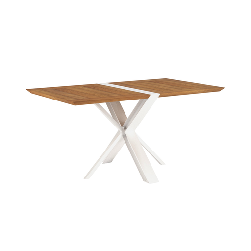 TRAVERSE 59x33 FOLDING DINING TABLE/WHITE PC ALUM/TEAK TOP