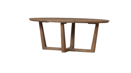TEAK 48 INCH OVAL COCKTAIL TABLE WITH SLED BASE