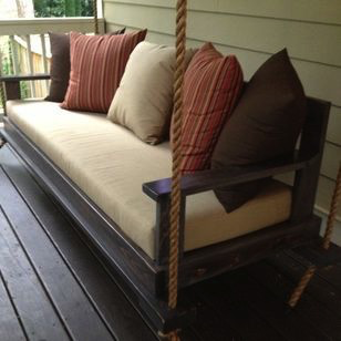 HURSTON 93" PORCH SWING EUCALYPTUS FRAME W/CUSHIONS