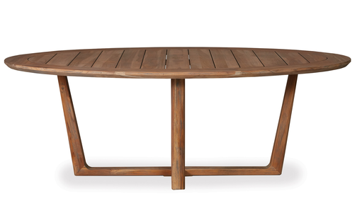 TEAK 84 INCH OVAL DINING TABLE WITH SLED BASE