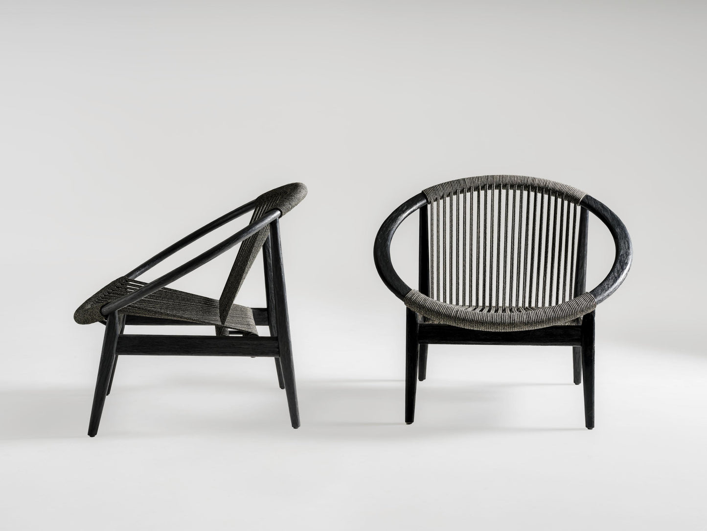 FRIDA LOUNGE CHAIR BLACK STAINED BRUSHED TEAK / ONYX BLACK ROPE - Kolo Collection