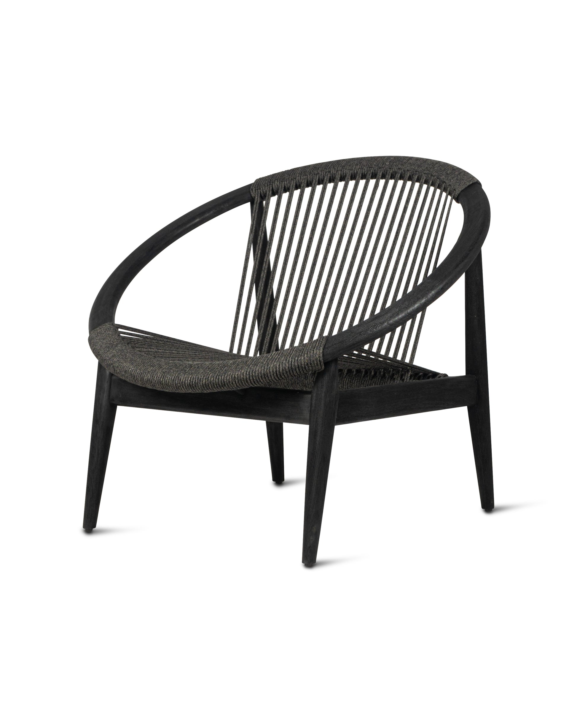 FRIDA LOUNGE CHAIR BLACK STAINED BRUSHED TEAK / ONYX BLACK ROPE - Kolo Collection